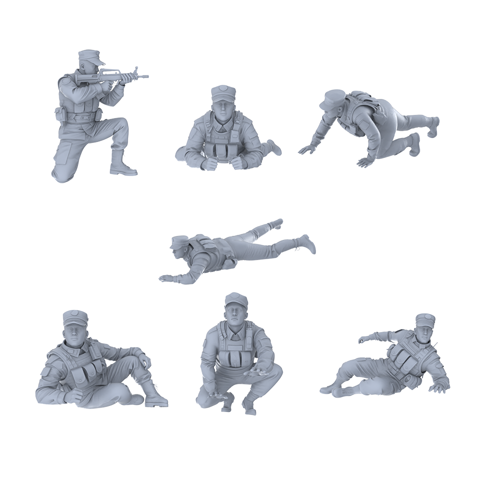 MRY-SFW LYGR530 Modern Armed Police Seven-Person Battle Group 3D Printed Resin Model Kit by SSMODEL