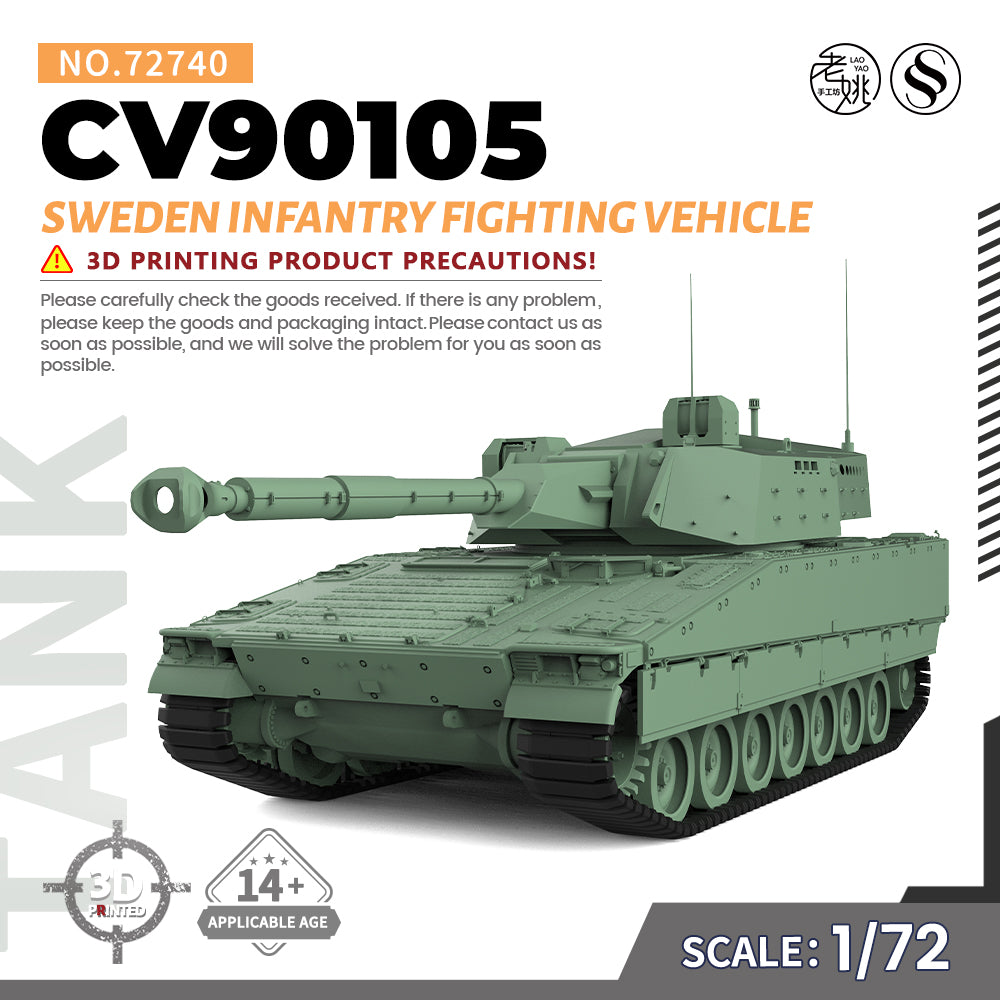 SSMODEL 740 Military Armoured Model Kit Sweden CV90105 Light Tank — scale model kit