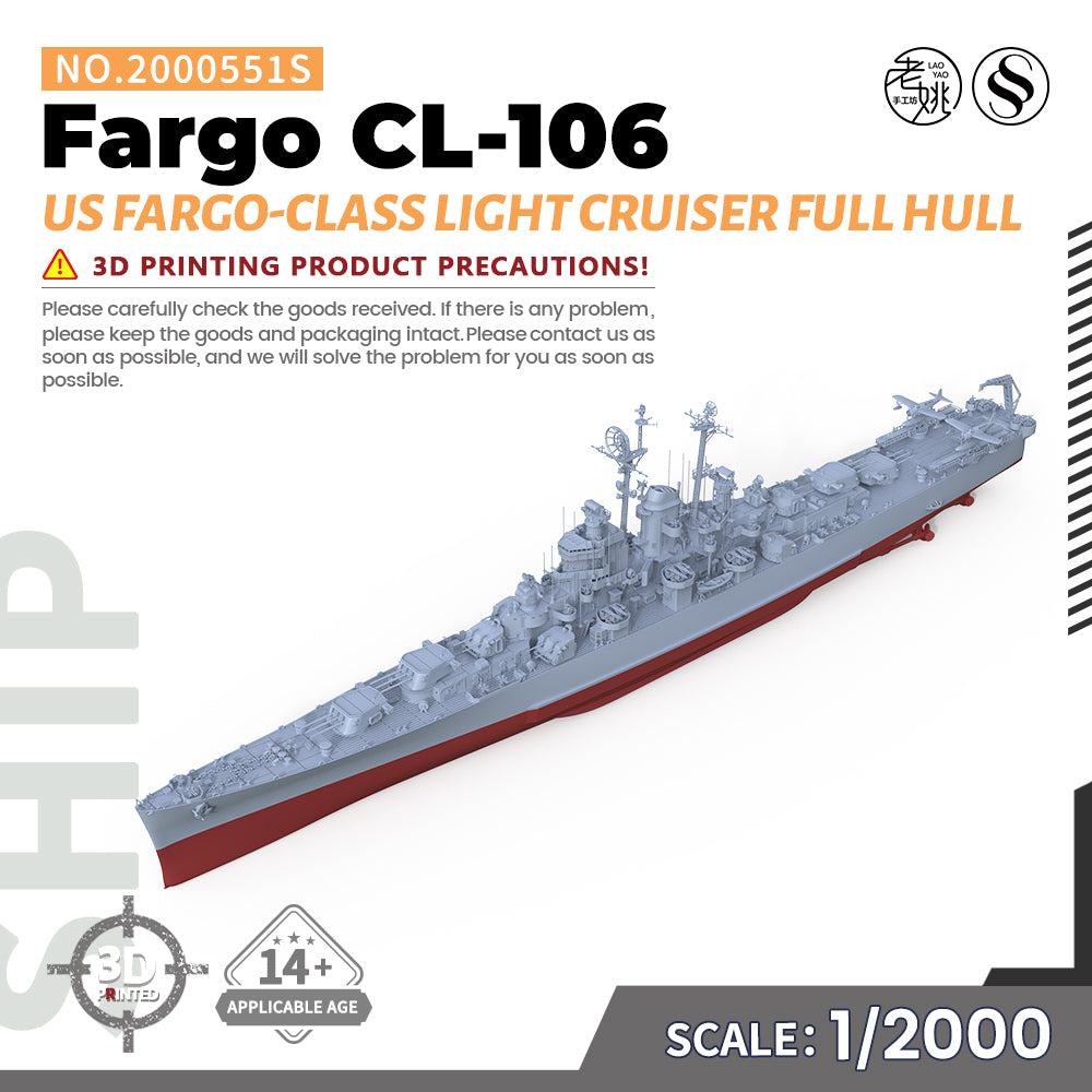 SSMODEL 551 Military Warship Model Kit US Navy Fargo class Light Cruiser CL-106 — detail view 4