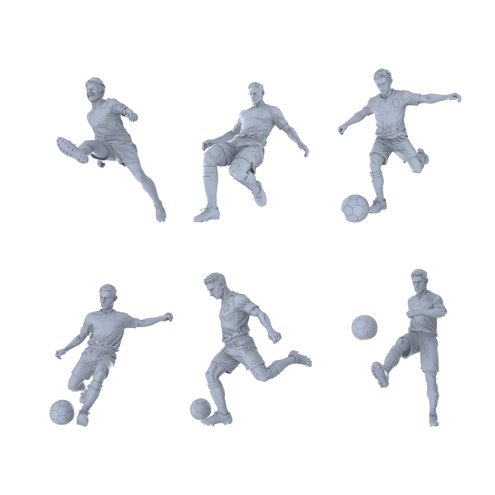 Yao's Studio LYTR270  Unpainted Miniature Football Shooting 6-Pack for Diorama & Painting Miniatures Diorama Resin Figures 3D Printed Resin Model Kit by SSMODEL