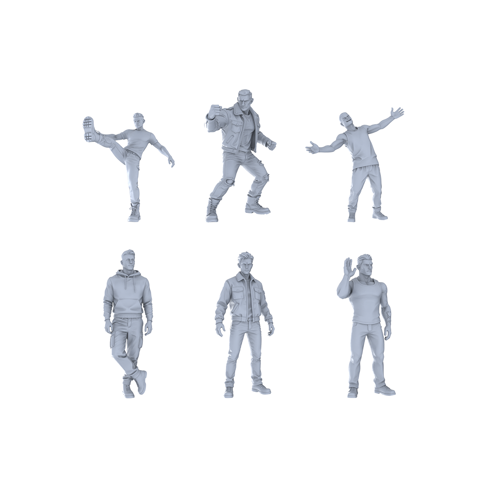 Yao's Studio LYTR316 Unpainted Street Style Miniatures 6-Pack | For Diorama & Hobby Painting Miniatures Diorama Resin Figures 3D Printed Resin Model Kit by SSMODEL