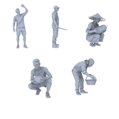 MRY-SFW LYTR769 Fruit and Vegetable Picking Laboring Figure 5 pcs Miniature Car Diorama Figures Scene Props Accessories Resin 3D Printed Resin Model Kit by SSMODEL