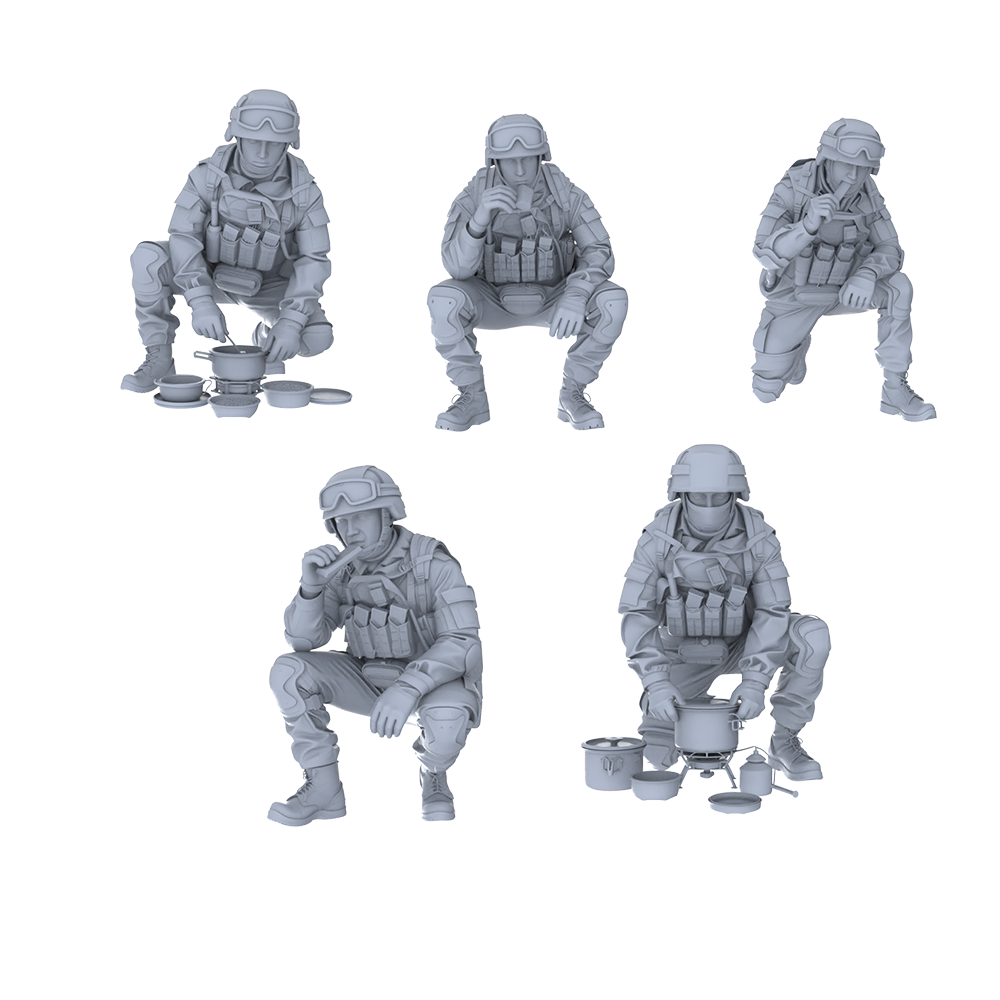 MRY-SFW LYGR576 Modern Military Five-Person Picnic Group 3D Printed Resin Model Kit by SSMODEL
