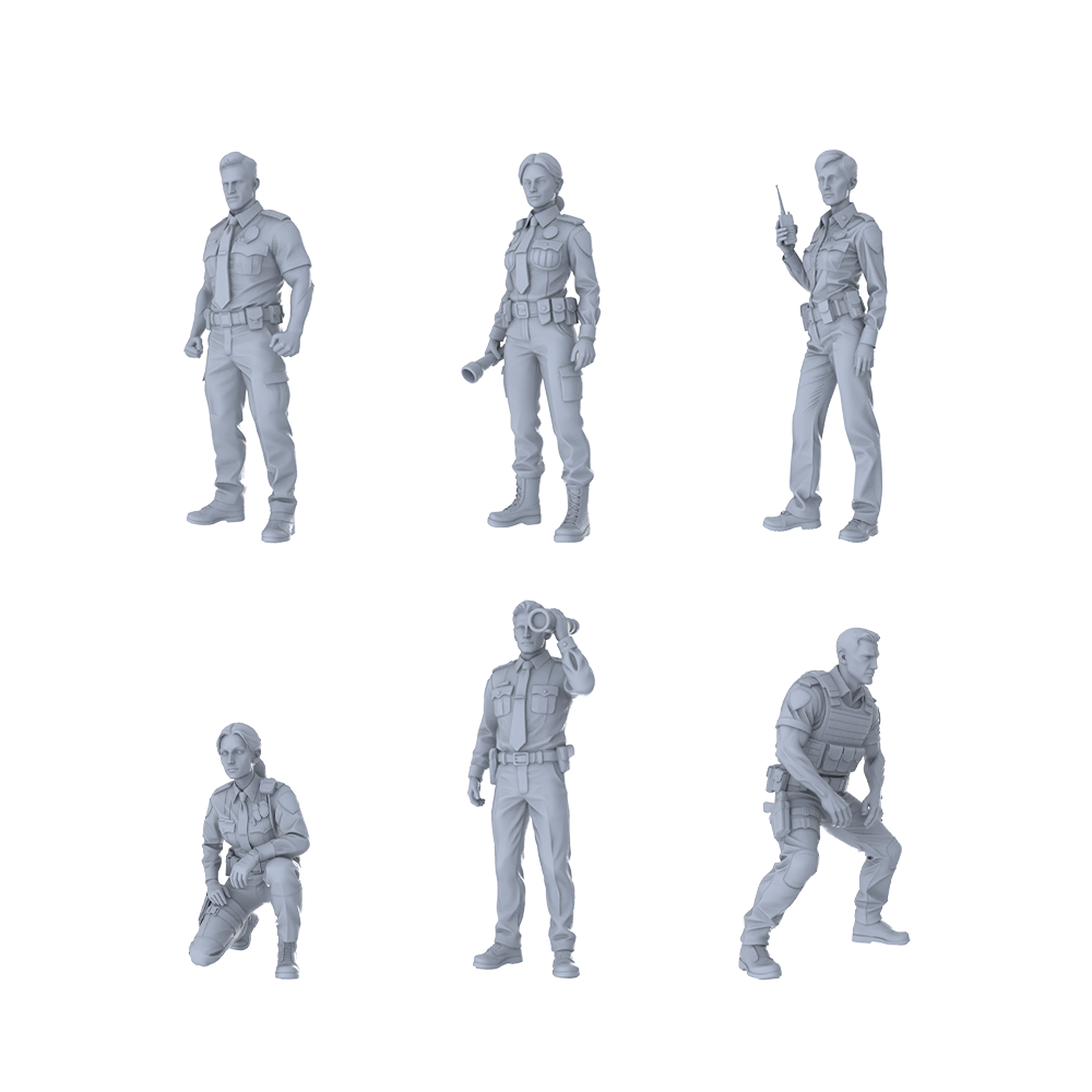 MRY-SFW LYTR426 Law Enforcement Vanguard Hexad 6-Figure Set,  Police Duty, DIY Paintingation Miniature Car Diorama Figures Scene Props Accessories Resin 3D Printed Resin Model Kit by SSMODEL