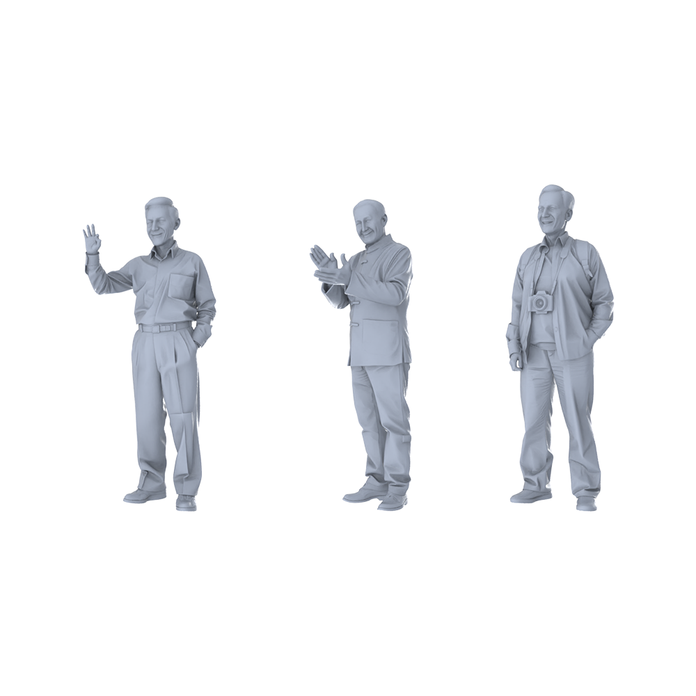 MRY-SFW LYTR483 Modern Elderly Men Daily Interaction Group of 3 Miniature Car Diorama Figures Scene Props Accessories Resin 3D Printed Resin Model Kit by SSMODEL