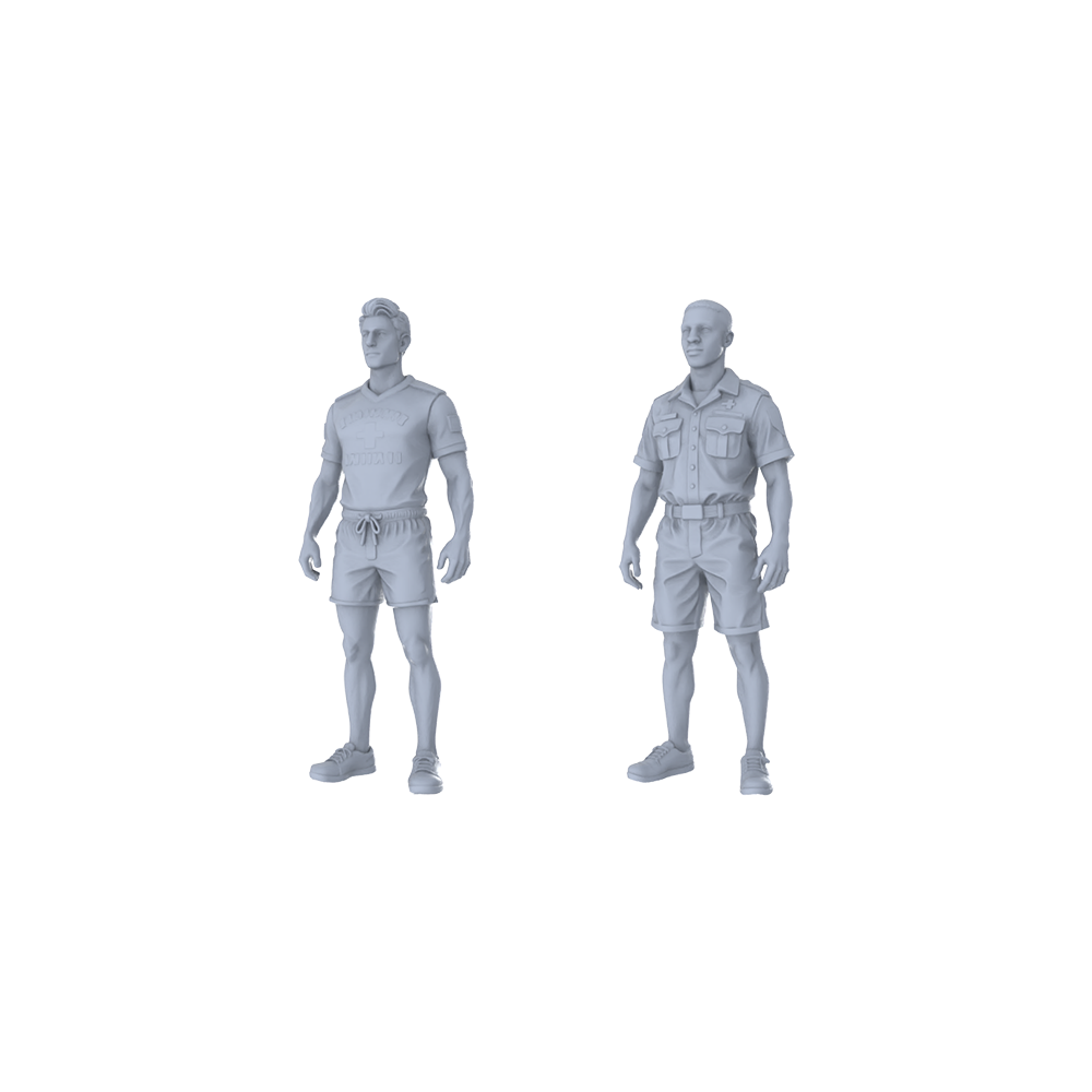 MRY-SFW LYTR376 Lifeguards 2-Pack, Ideal Beach, Tabletop Painting Miniature Car Diorama Figures Scene Props Accessories Resin 3D Printed Resin Model Kit by SSMODEL