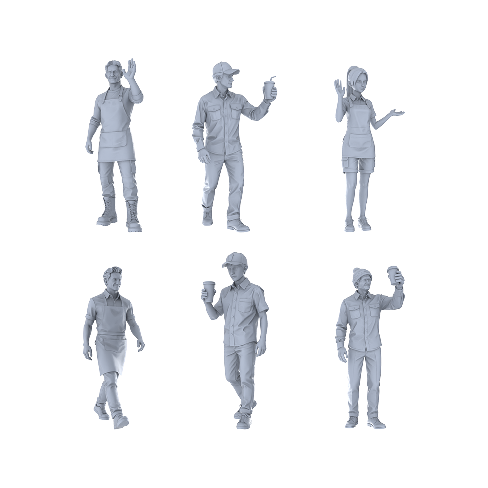 MRY-SFW LYTR373 Baristas 6-Pack, Ideal Caf¡§|, Tabletop Painting Miniature Car Diorama Figures Scene Props Accessories Resin 3D Printed Resin Model Kit by SSMODEL