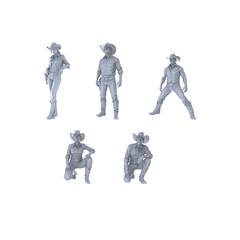 MRY-SFW LYTR542 American West Cowboys Cowgirls Five in Standing Crouching Poses Miniature Car Diorama Figures Scene Props Accessories Resin 3D Printed Resin Model Kit by SSMODEL