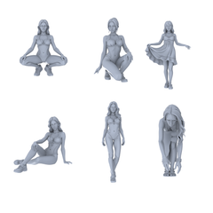 MRY-SFW LYTR737 Modern Casual Pose Female 6 pcs Miniature Car Diorama Figures Scene Props Accessories Resin 3D Printed Resin Model Kit by SSMODEL