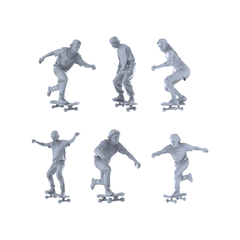 MRY-SFW LYTR553 Modern Street Skateboarders Pose Group of 6 Miniature Car Diorama Figures Scene Props Accessories Resin 3D Printed Resin Model Kit by SSMODEL