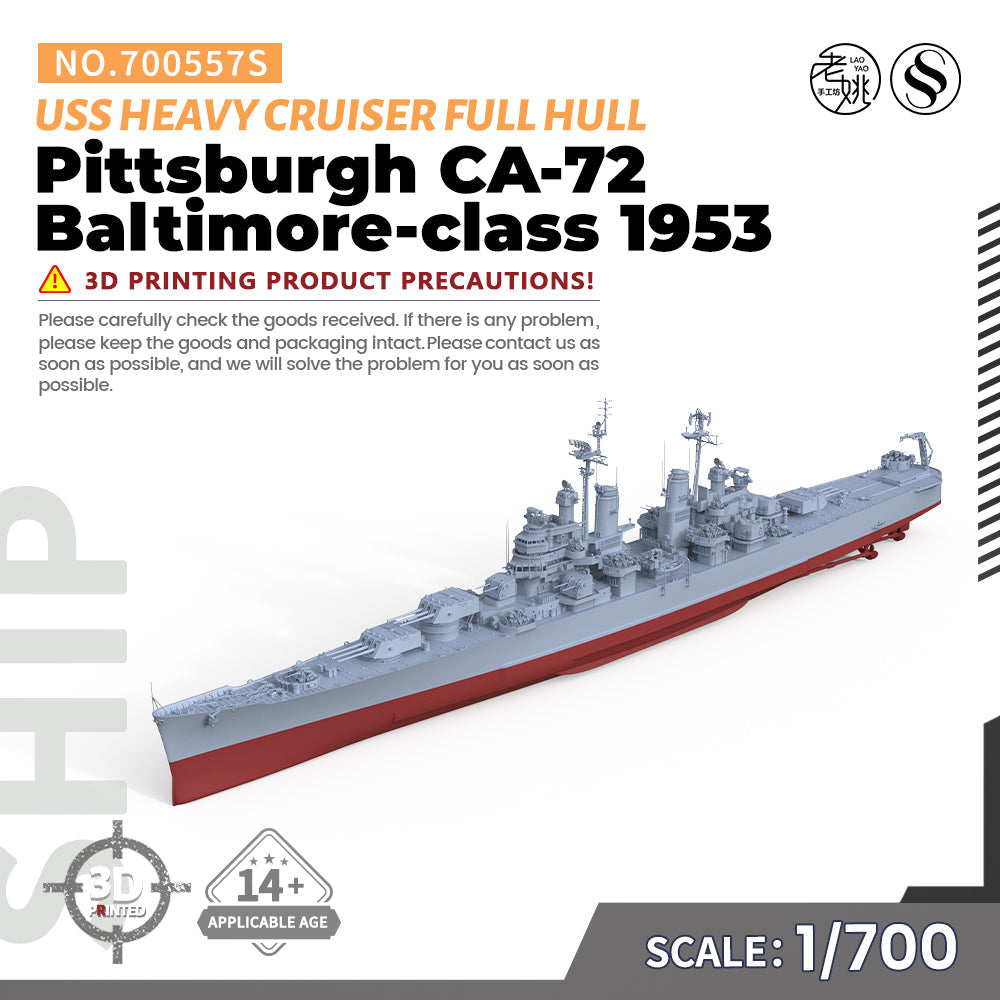 SSMODEL 557S Military Warship Model Kit US Navy Baltimore Class Pittsburgh Heavy Cruiser CA-72 1953 Main image