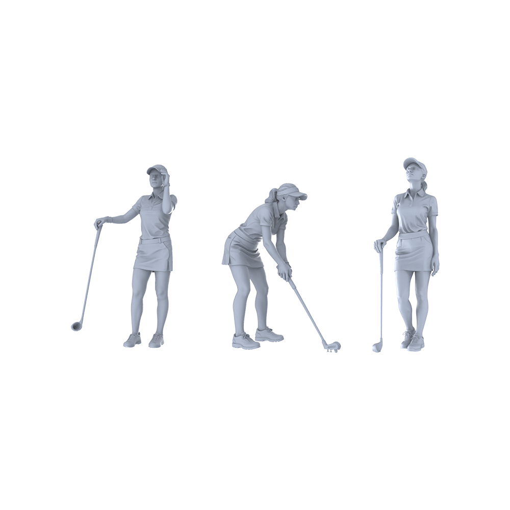 MRY-SFW LYTR418 3-Piece Female Golfers  Set Scenery Building Miniature Car Diorama Figures Scene Props Accessories Resin 3D Printed Resin Model Kit by SSMODEL
