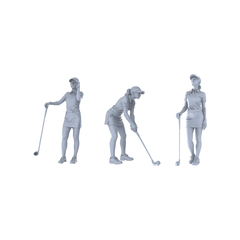 MRY-SFW LYTR418 3-Piece Female Golfers  Set Scenery Building Miniature Car Diorama Figures Scene Props Accessories Resin 3D Printed Resin Model Kit by SSMODEL