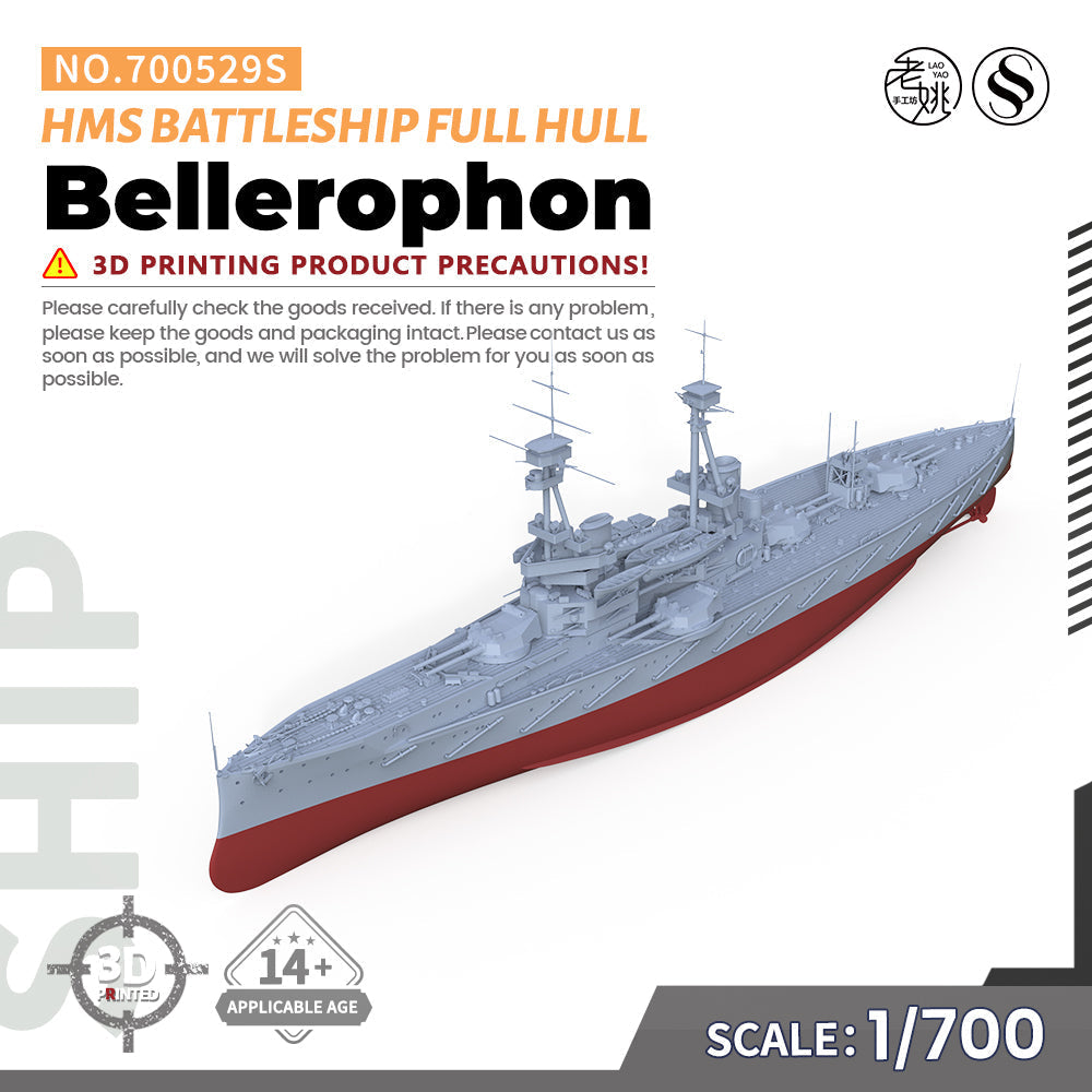 SSMODEL 529S Military Warship Model Kit HMS Bellerophon Battleship — scale model kit