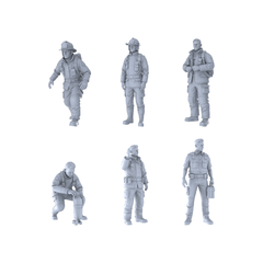 MRY-SFW LYTR521 Modern Firefighters Rescue Personnel Emergency Group of 6 Miniature Car Diorama Figures Scene Props Accessories Resin 3D Printed Resin Model Kit by SSMODEL