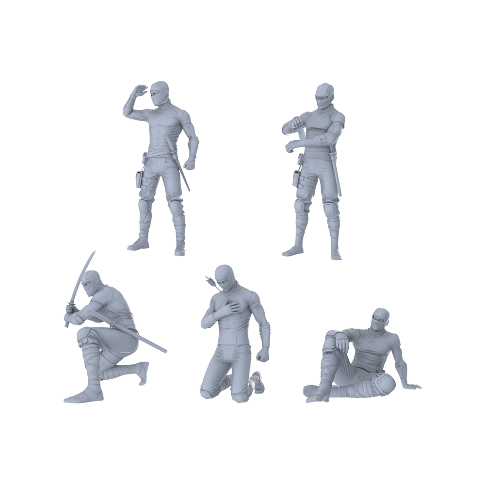 MRY-SFW LYGR212 Ninja daily battle 2 war flag resin white mold theme war game miniature soldier scene figure hand model hand painting 3D Printed Resin Model Kit by SSMODEL