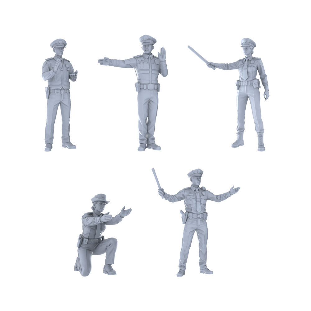 Yao's Studio LYTR294 Traffic Police Quintet Resin Miniature Model 5-Figure Set, Unpainted Traffic Control Figures, DIY Painting Scene Decoration Miniatures Diorama Resin Figures 3D Printed Resin Model Kit by SSMODEL
