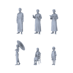 Yao's Studio LYTR288 Republic of China Youth Hexad Resin Miniature Model 6-Figure Set, Unpainted Daily Life Figures, DIY Painting Scene Decoration Miniatures Diorama Resin Figures 3D Printed Resin Model Kit by SSMODEL