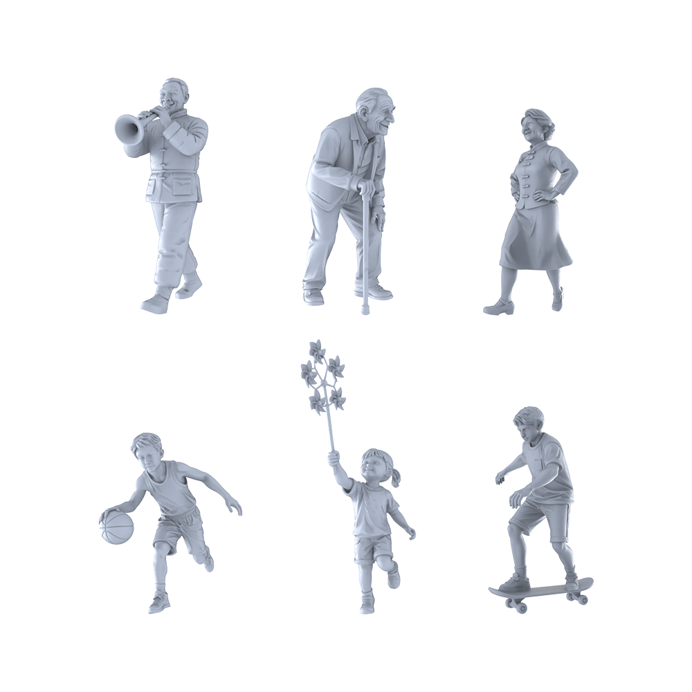 MRY-SFW LYTR295C Modern Playful Child Running with Windmill Single 1pc 3D Printed Resin Model Kit by SSMODEL