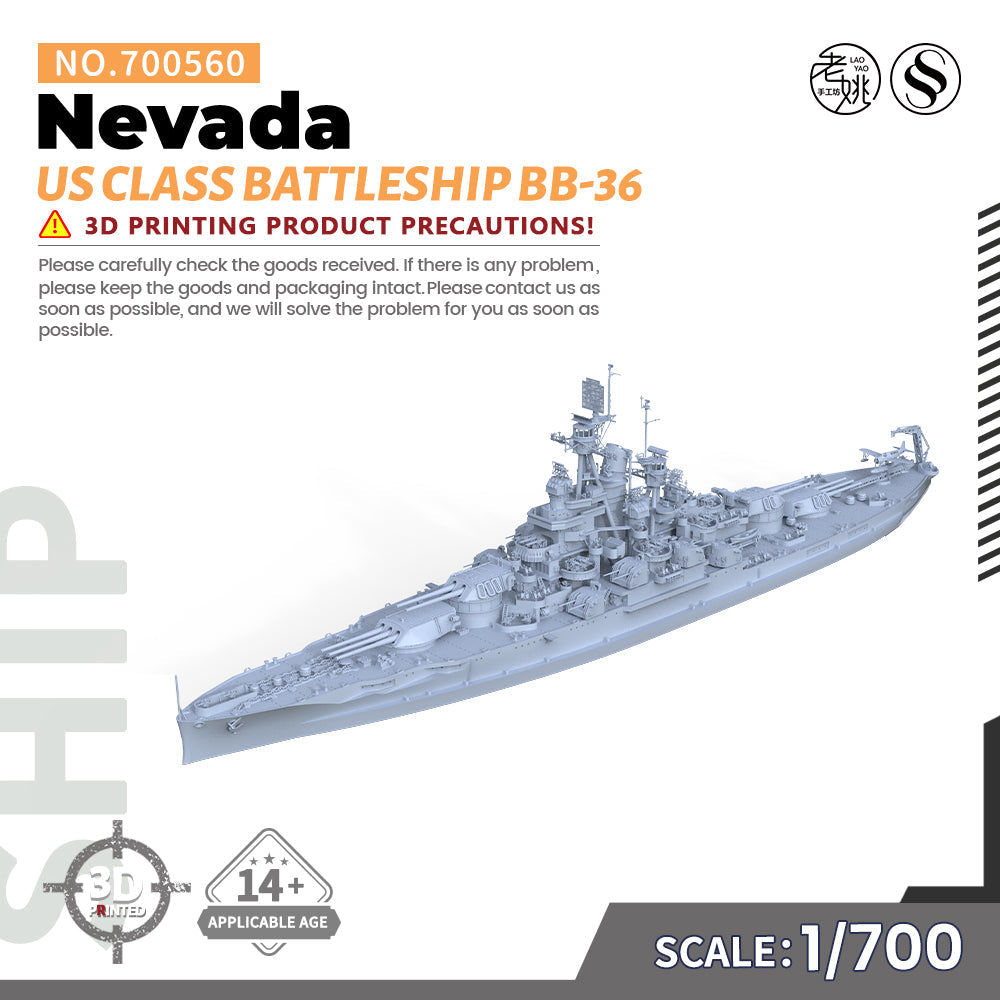 SSMODEL 560 Military Warship Model Kit US Navy Nevada Class Battleship BB-36 — scale model kit