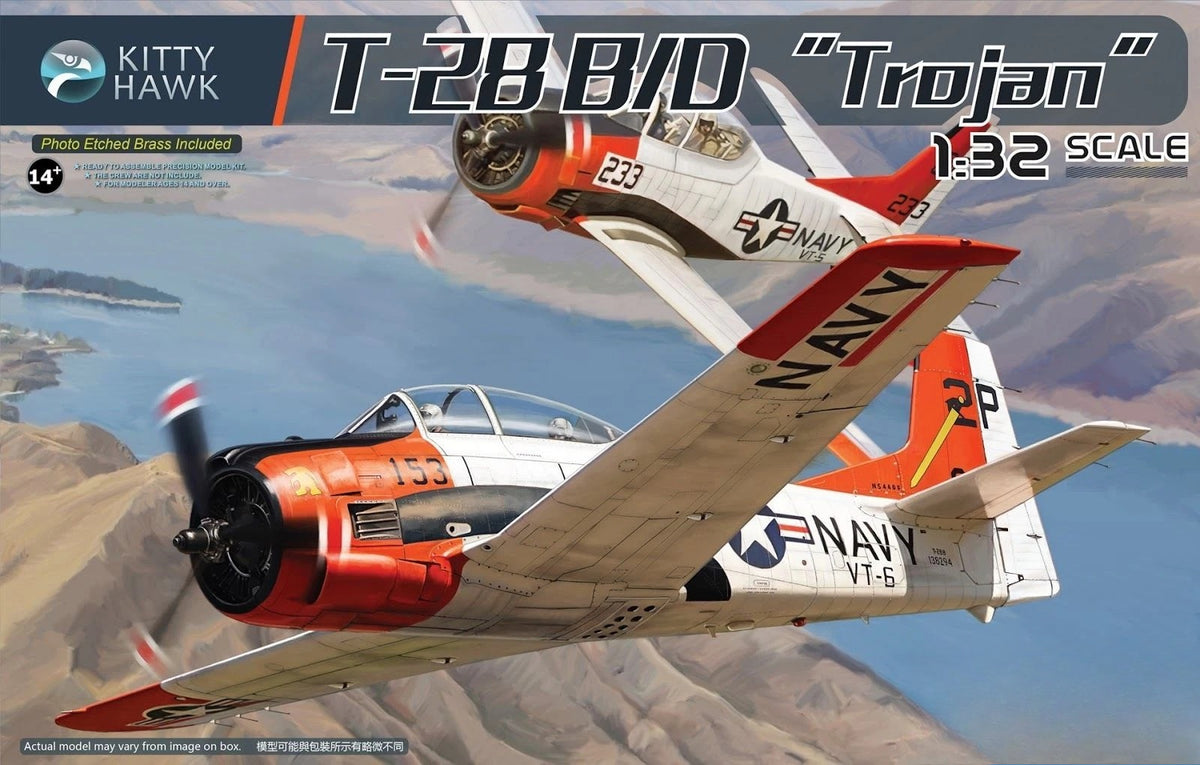 Kitty Hawk 1:32 T-28B/D Trojan Plastic Aircraft Model Kit KH32014 New — scale model kit