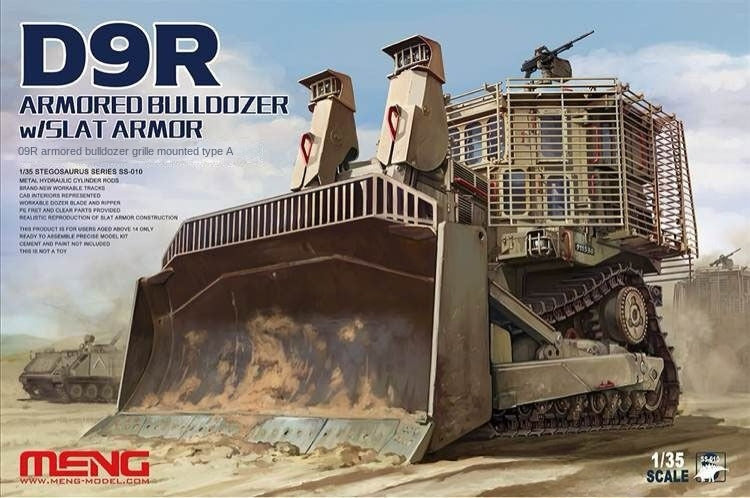Meng Model SS-010 1/35 D9R Armored Bulldozer w/Slat Armor Model Kit — scale model kit