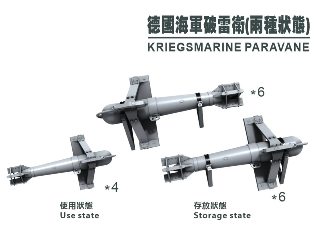 SSMODEL G350024  350 scale German Navy breaks the two states of mineguards