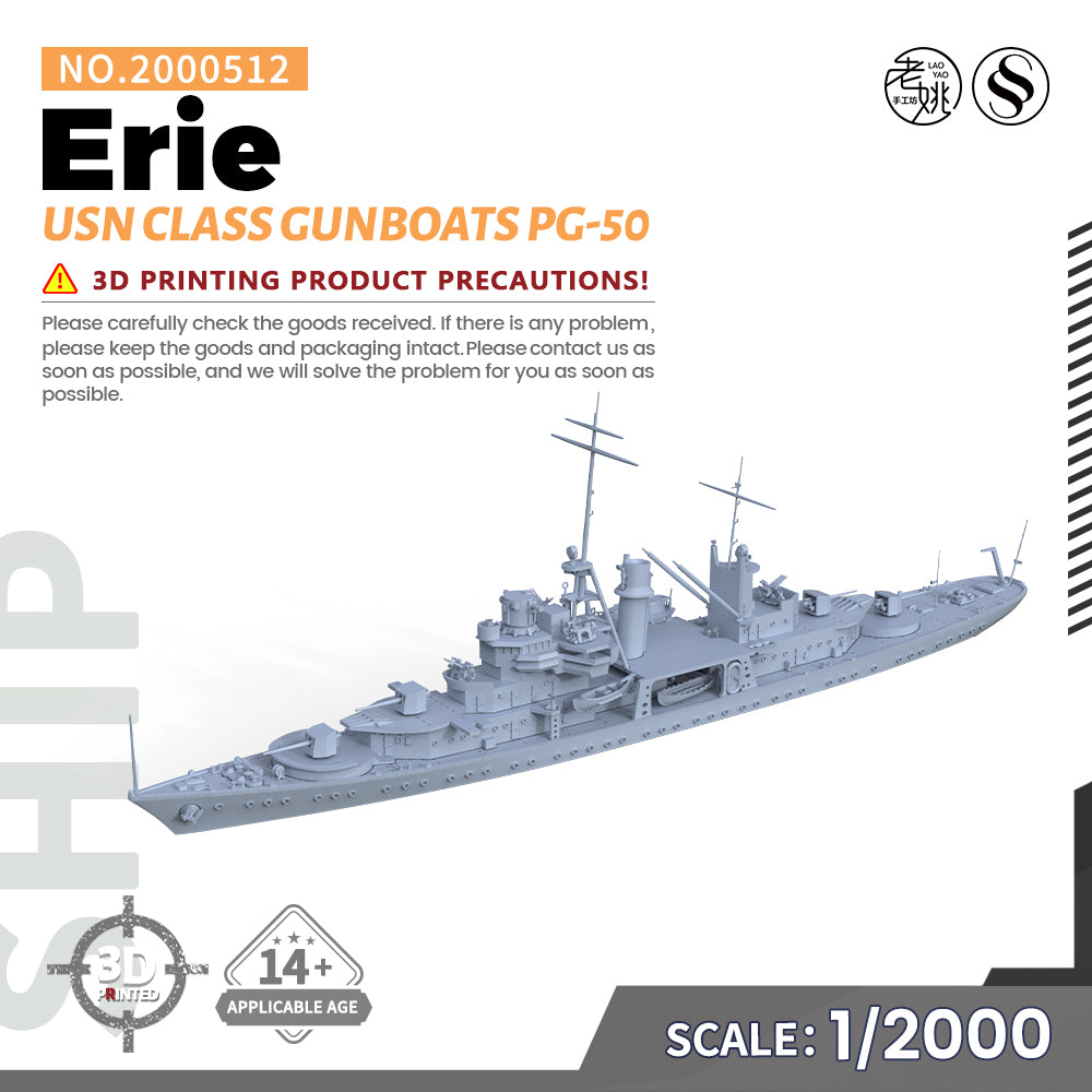 SSMODEL 512 Military Warship Model Kit US Navy Erie Class Gunboats PG-50 — detail view 3