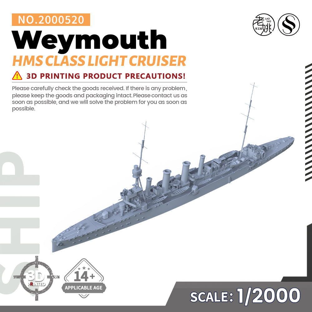SSMODEL 520 Military Warship Model Kit HMS Weymouth Class Light Cruiser — detail view 6