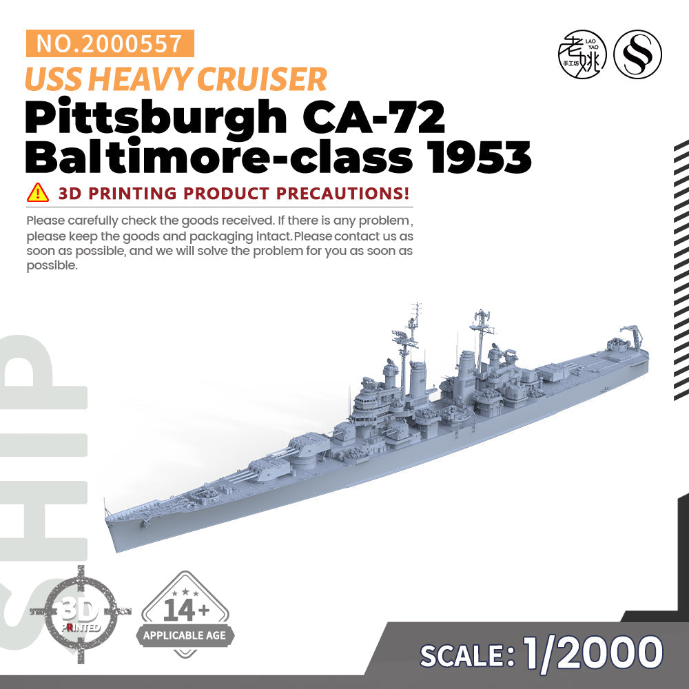 SSMODEL 557 Military Warship Model Kit US Navy Baltimore Class Pittsburgh Heavy Cruiser CA-72 1953