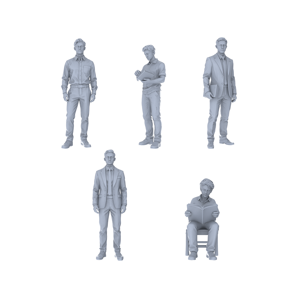 Yao's Studio LYTR237  Unpainted Modern Male Figure 5-Pack, Miniature Diorama Accessories for Model Painters & Scene Enthusiasts Miniatures Diorama Resin Figures 3D Printed Resin Model Kit by SSMODEL
