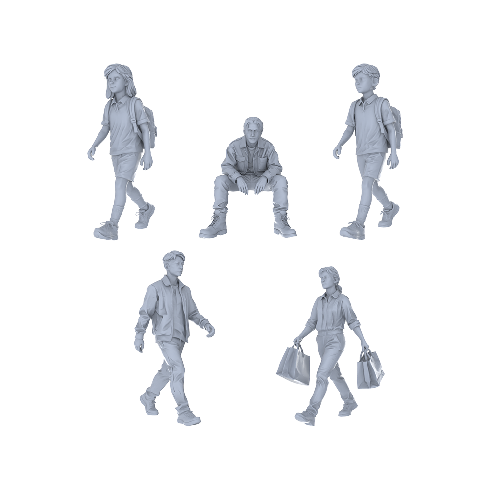 Yao's Studio LYTR239 Miniature Campus & Shopping Figure 5-Pack, Unpainted Diorama Models for Immersive Scene Creation & Painting Miniatures Diorama Resin Figures 3D Printed Resin Model Kit by SSMODEL