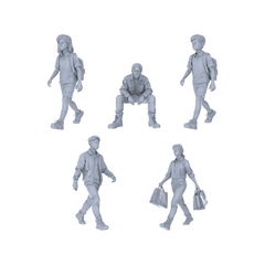 Yao's Studio LYTR239 Miniature Campus & Shopping Figure 5-Pack, Unpainted Diorama Models for Immersive Scene Creation & Painting Miniatures Diorama Resin Figures 3D Printed Resin Model Kit by SSMODEL