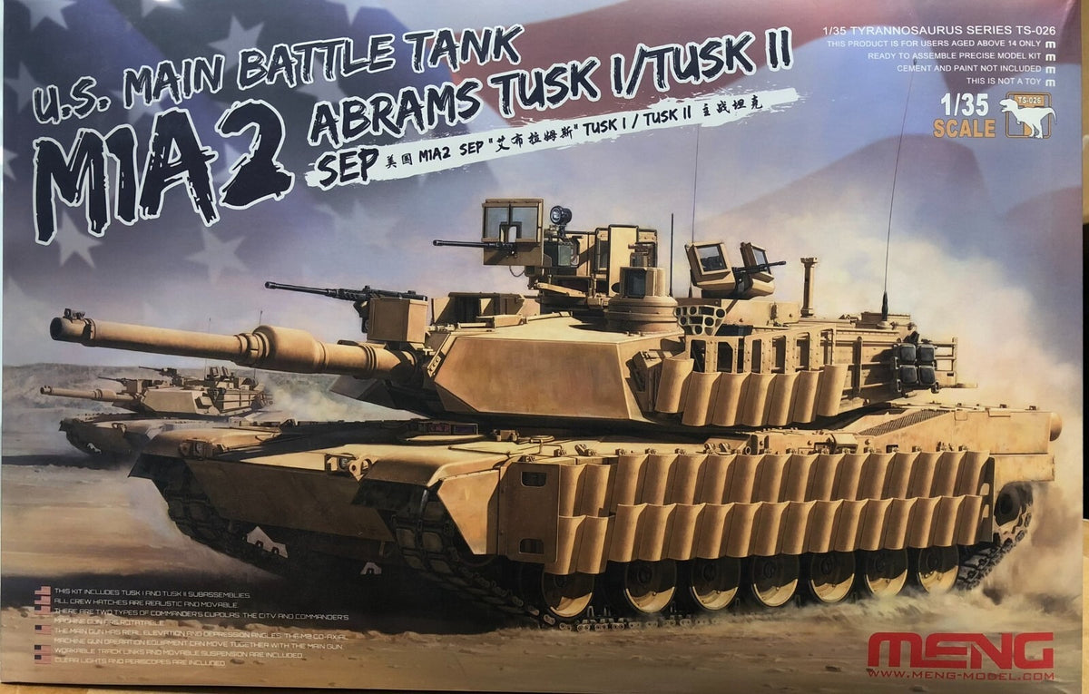 MENG 1/35 #TS-026 M1A2 ABRAMS TUSK 1/II MAIN BATTLE TANK MODEL KIT NIB Main image