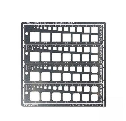 TAMIYA 74156 Modeling Square Stencil 1-10 mm (4) PE Model Making Accessories