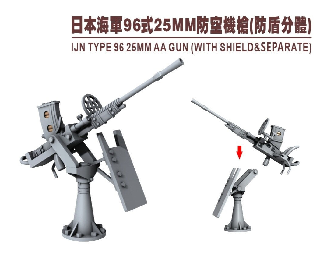 SSMODEL  R350003 1/350 IJN TYPE 96 25MM AA GUN (WITH SHIELD&SEPARATE)