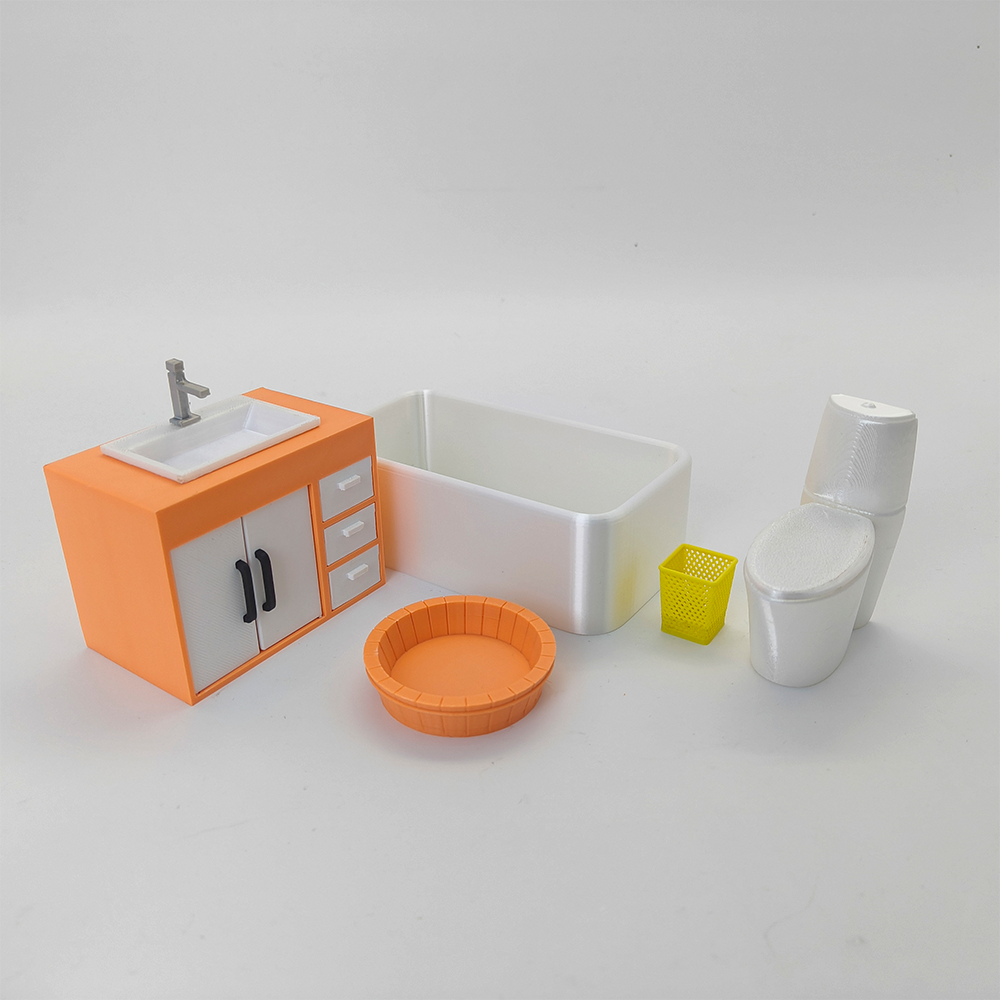 LYTP121003 1/12 Geometric Sweetness Spring Bathroom 3D Printing DIY Miniature Scenes Dollhouse Creative Decorations Desktop Scenarios Mini Models 12-Inch BJD OB Doll — detail view 2