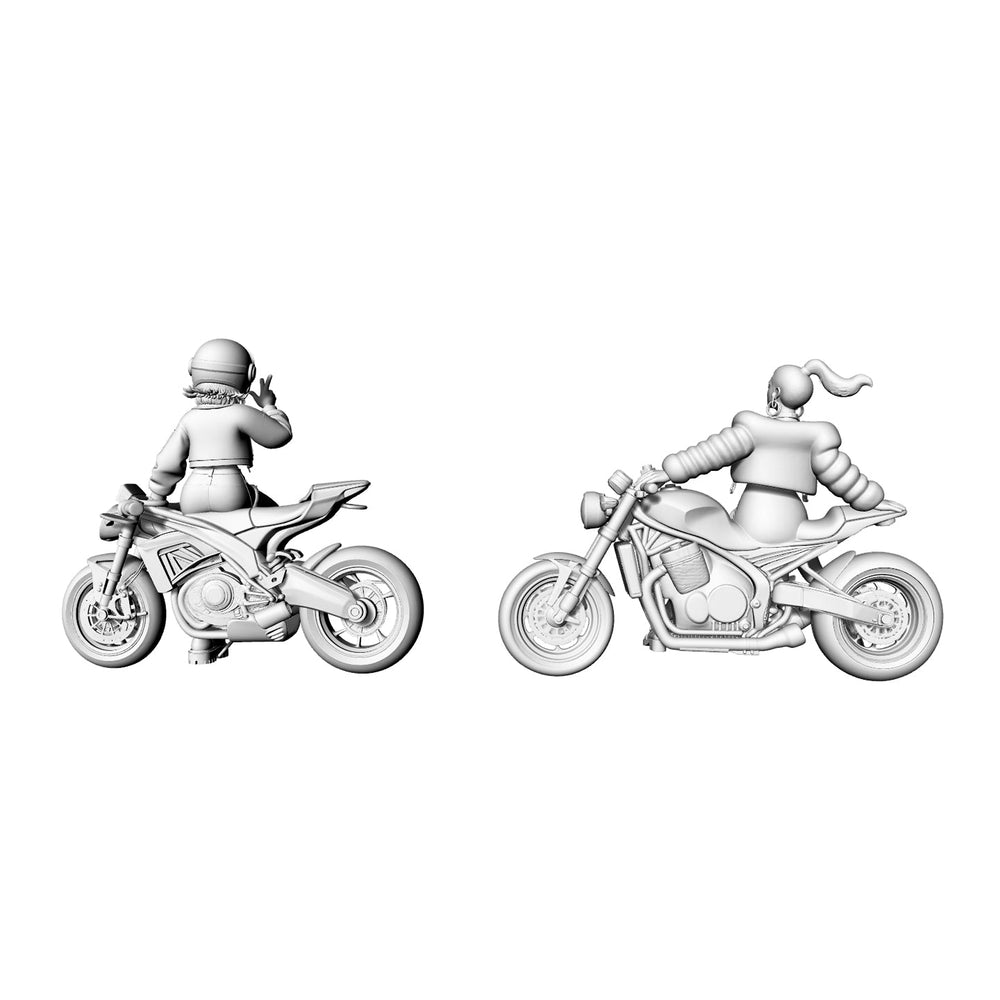 Detail view of Yao's Studio LYTR067  Trendy Female Biker 3D Print Model, Unpainted Motorcycle Girl Figure, DIY Painting Kit 1set Model