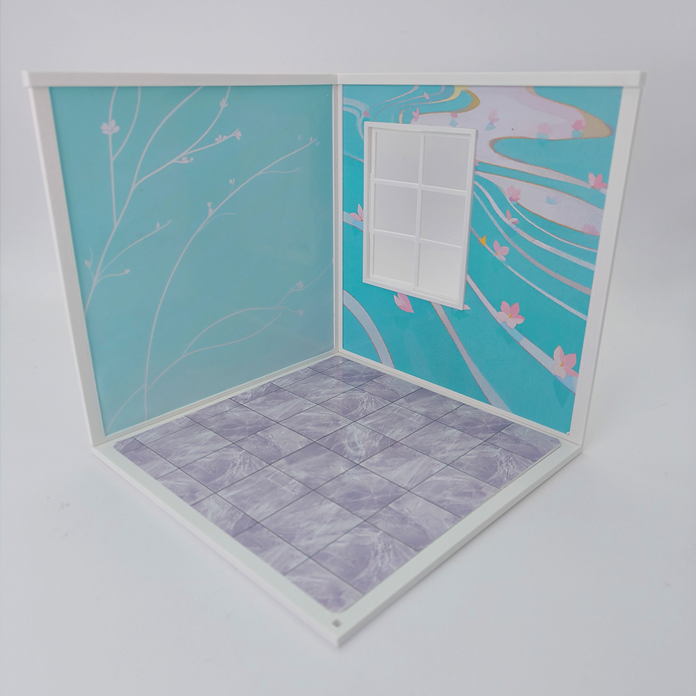 LYTP122003 1/12 Universal Wall & Floor Combination 3D Printing DIY Miniature Scene Dollhouse Creative Pendant Desktop Scene OB Baby 12-Inch Baby House Assembly Versatile Wall BJD Spring Bathroom Or Sweet Study Room Secondary image