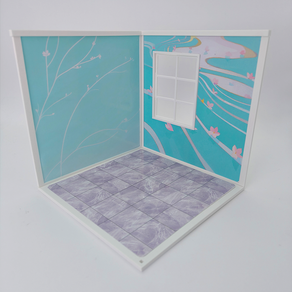 LYTP122003 1/12 Universal Wall & Floor Combination 3D Printing DIY Miniature Scene Dollhouse Creative Pendant Desktop Scene OB Baby 12-Inch Baby House Assembly Versatile Wall BJD Spring Bathroom Or Sweet Study Room