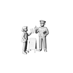 Detail view of Yao's Studio LYTR075  Traffic Police & Citizen 3D Print Model, Unpainted City Street Scene Figures, DIY Painting Kit 1set Model