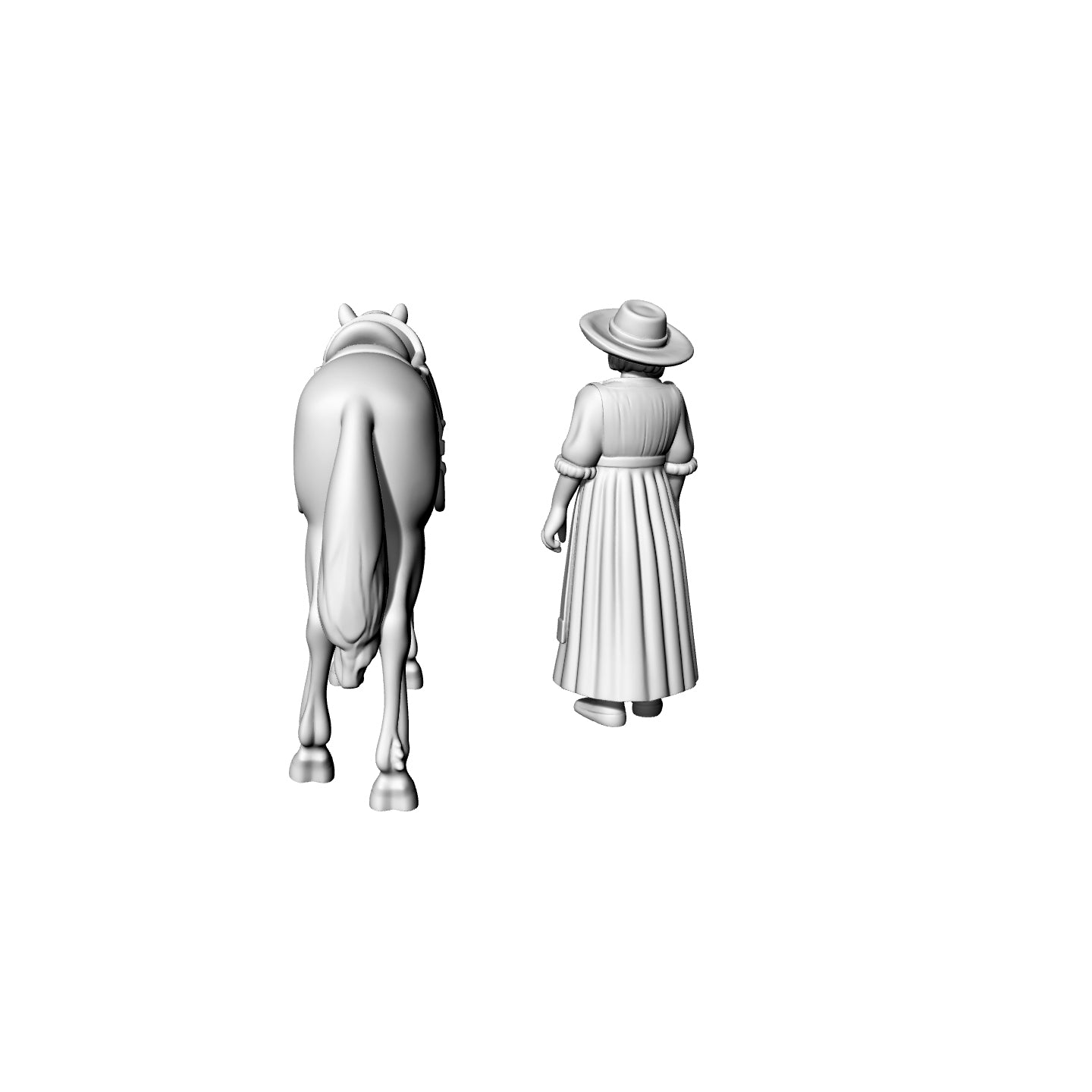 Detail view of Yao's Studio LYTR074 High Detail Victorian Style Farmer & Horse Set, Unpainted Resin 3D Print Models for Diorama 1set Model