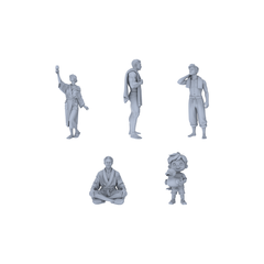 Yao's Studio LYTR133   Modern Urban Leisure Life Scene Resin Miniature Model 5-Figure Set - Children, Service Staff & Performer Unpainted DIY Model Painting Leisure Scene Decor 1set 3D Printed Resin Model Kit by SSMODEL