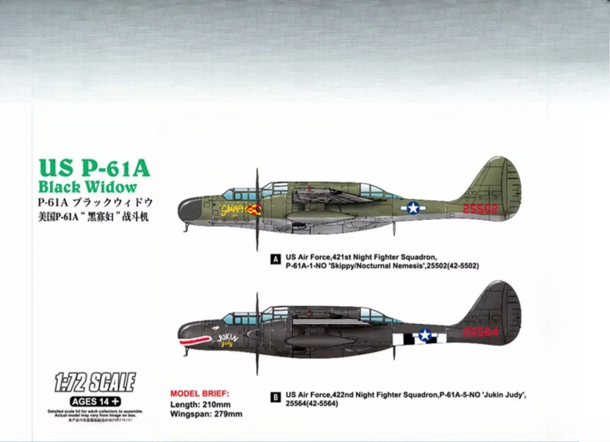 Trumpeter HOBBY BOSS 1/72 American P-61A Fighter 87261 — scale model kit