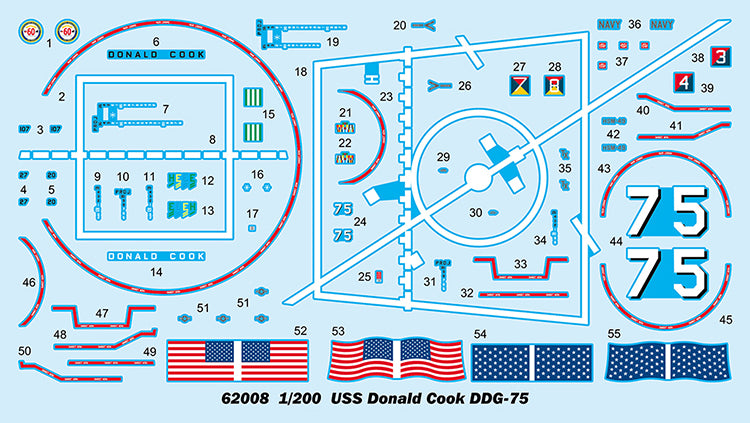 Trumpeter 62008 1/200 USS Donald Cook DDG-75 Destroyer Assembly Model Kit — detail view 29