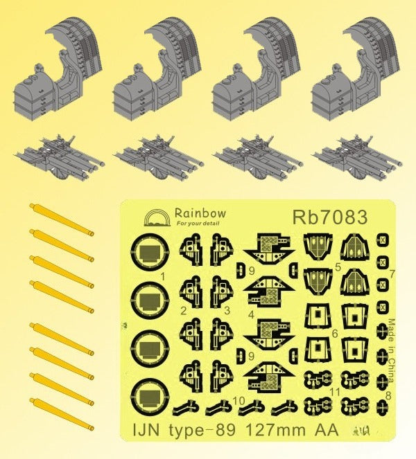 Rainbow PE for 1/700 IJN type-89 127mm AA  (4 set) Rb7083 — scale model kit