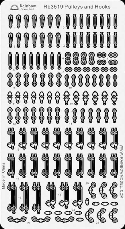 Rainbow RB3519 1/350Detail Up Pullys and Hooks