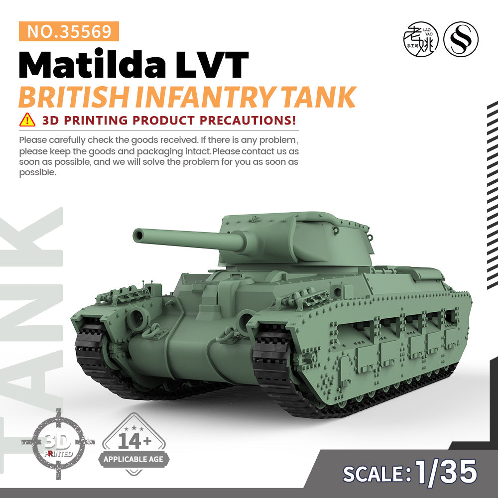 SSMODEL 569  Military Model Kit British Matilda LVT Infantry Tank 3D Printed Resin Model Kit by SSMODEL