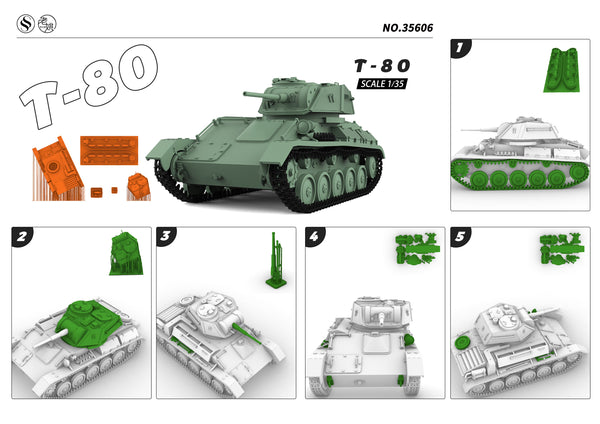 SSMODEL 606 Military Armoured Model Kit Soviet T-80 Light Tank