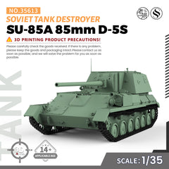 SSMODEL 613  Military Model Kit Soviet SU-85A 85mm D-5S Tank Destroyer 3D Printed Resin Model Kit by SSMODEL